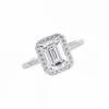 Emerald Cut Moissanite Halo Ring