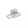 Emerald Cut Moissanite Halo Ring