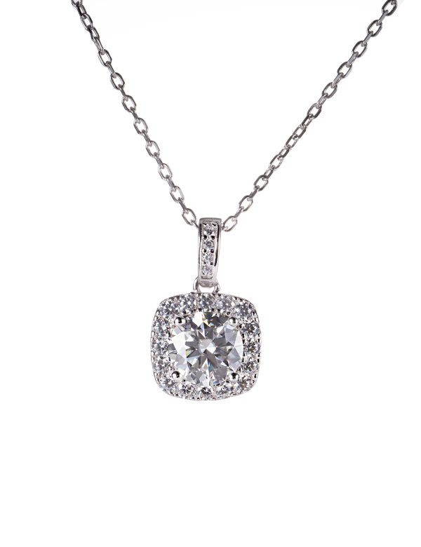 Moissanite Diamond Necklace: S925 Halo Design