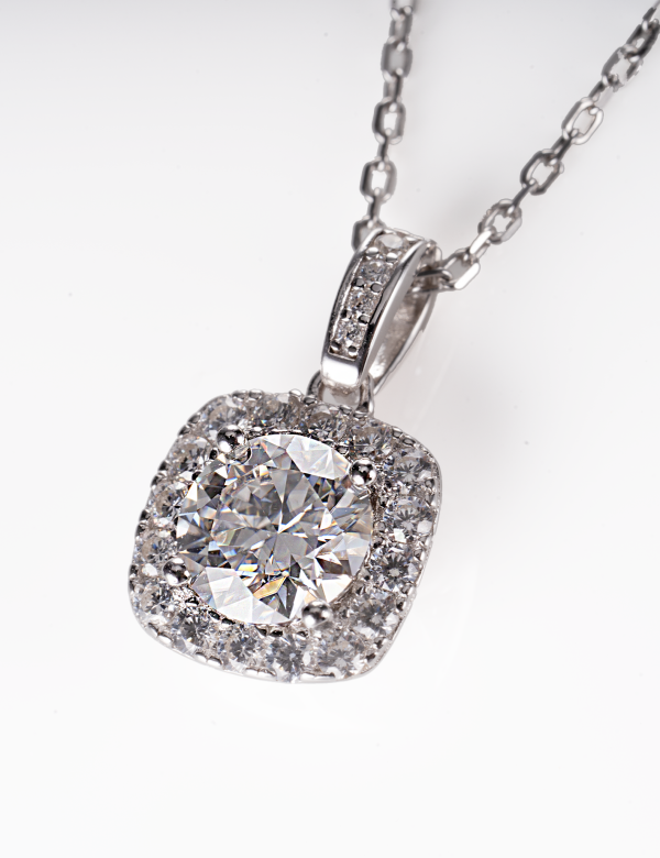 Moissanite Diamond Necklace: S925 Halo Design