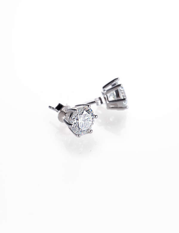 S925 2 Carat Moissanite Six-Prong Earrings