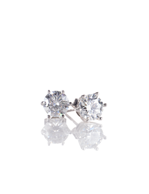 S925 2 Carat Moissanite Six-Prong Earrings