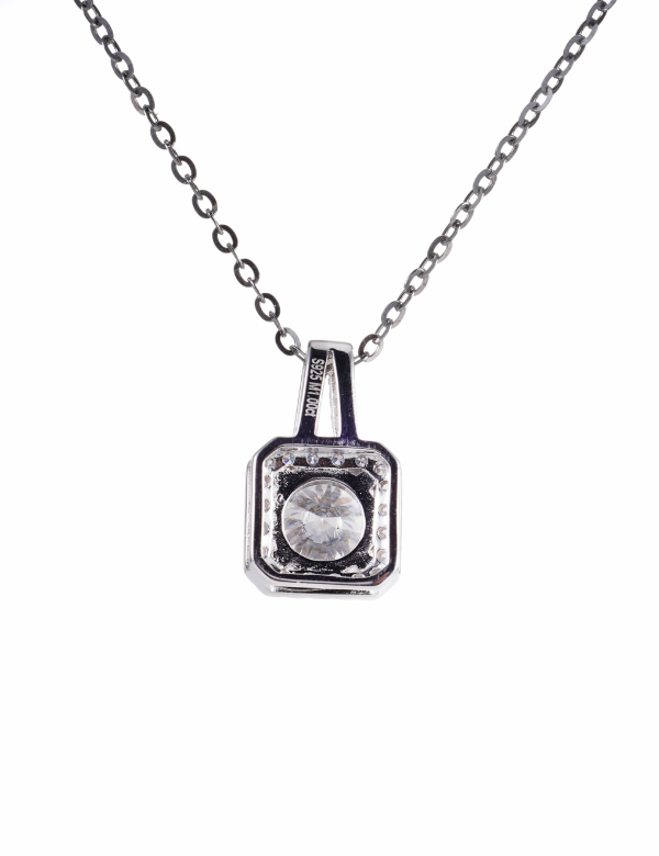 Moissanite Pendant Necklace in Gleaming Square Design