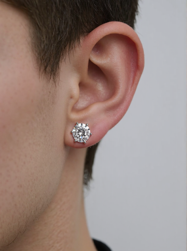 S925 1 Carat Moissanite Six-Prong Earrings