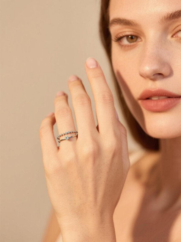 Moissanite Rings: Stackable S925 Silver Set