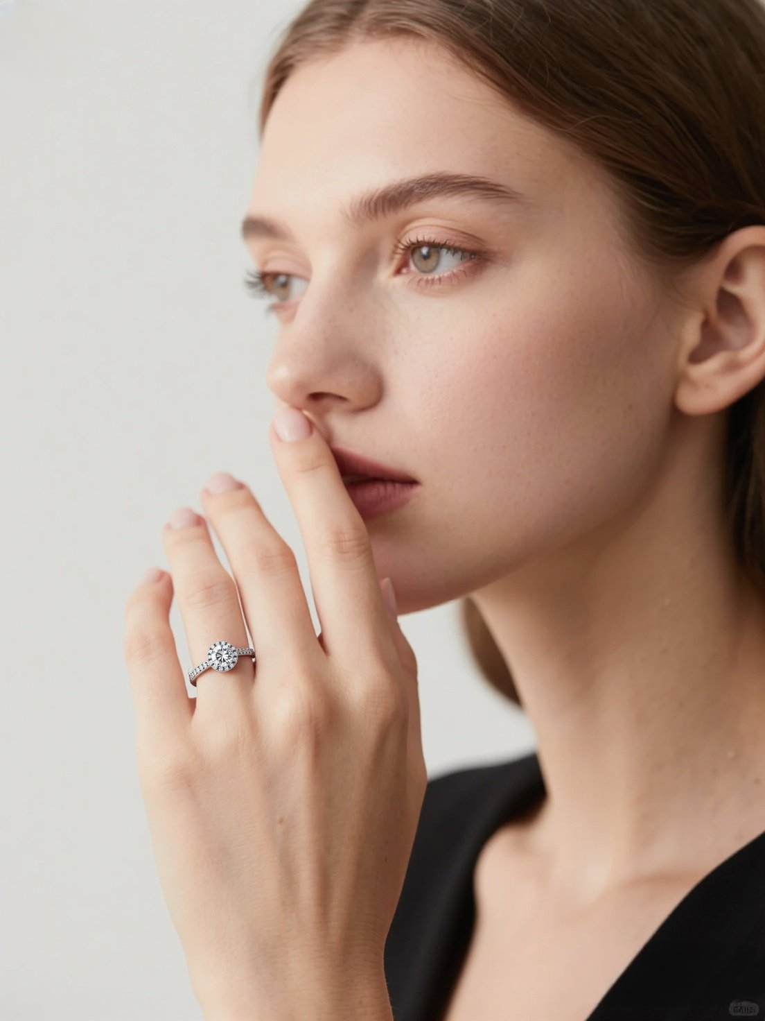 Round moissanite diamond ring