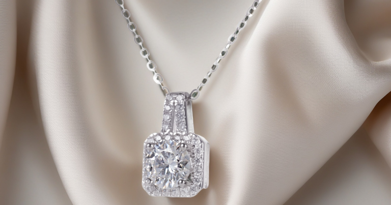 Minimalist bridal necklace with solitaire setting for 2024 weddings