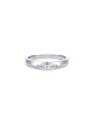 0.5 Carat Marquise Moissanite Silver Ring