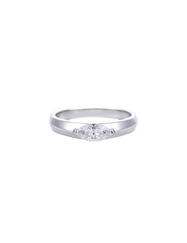 1 0.5 Carat Marquise Moissanite Silver Ring