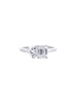 2ct Moissanite Heart Two-Stone Ring romantic jewelry