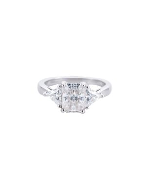3ct Radiant Moissanite Three-Stone Ring