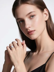 3ct Moissanite Three-Stone Ring with radiant brilliance and timeless elegance