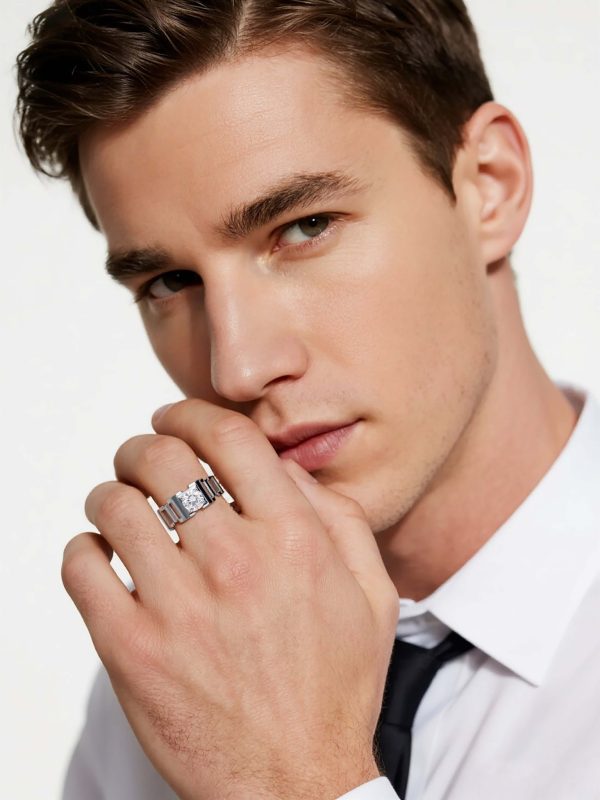 佩戴图 1 carat Chain Hollow Moissanite Men's Ring