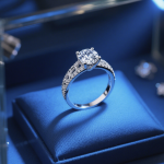 Moissanite engagement ring sparkling as an ethical and affordable alternative to traditional diamonds
