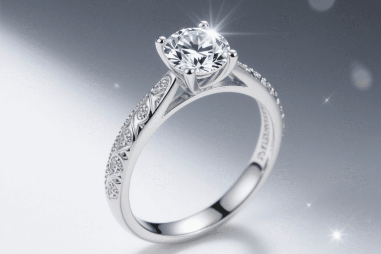 Moissanite engagement ring with superior sparkle and fire compared to traditional diamonds
