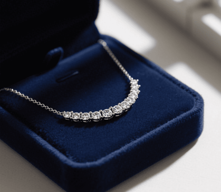 Elegant Moissanite necklace featuring a sparkling solitaire pendant on a delicate chain, perfect for any occasion.