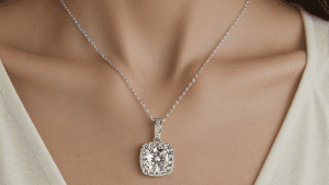Elegant minimalist bridal necklace featuring a solitaire moissanite pendant, perfect for 2024 wedding styles