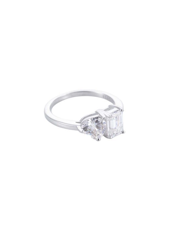 细节图1 2ct Moissanite Heart Two-Stone Ring