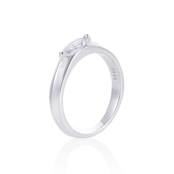 细节图3 0.5 Carat Marquise Moissanite Silver Ring