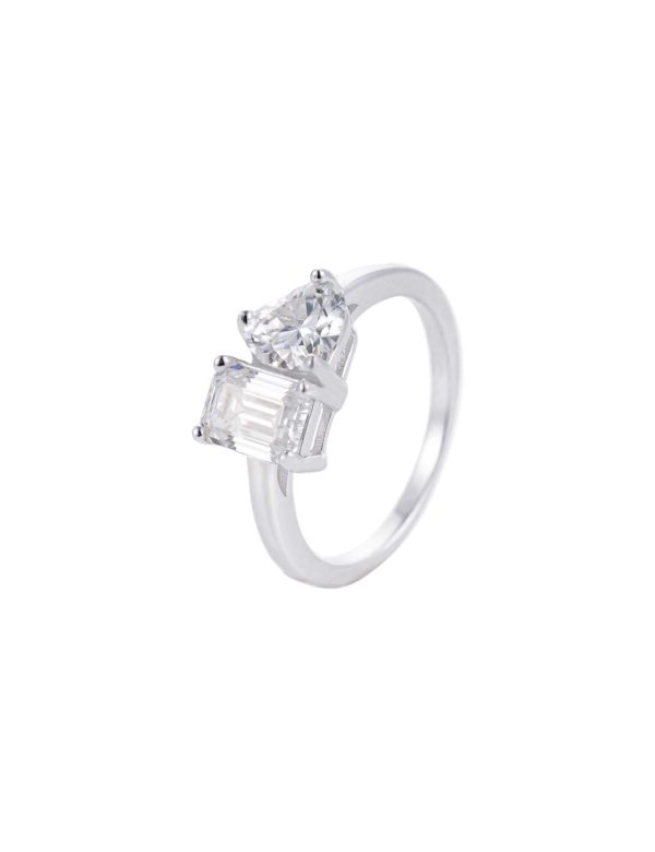 细节图3 2ct Moissanite Heart Two-Stone Ring